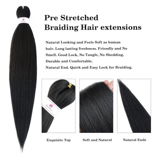 Pre Stretched Braids Hair Extensions 26" - 8packs Brand New Sealed - Picture 4 of 9